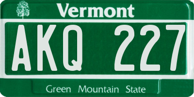 VT license plate AKQ227