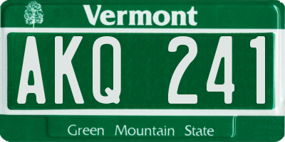 VT license plate AKQ241