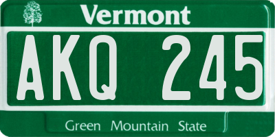 VT license plate AKQ245