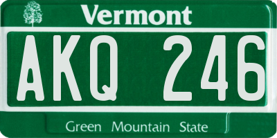 VT license plate AKQ246