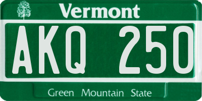 VT license plate AKQ250