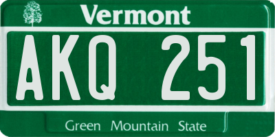 VT license plate AKQ251