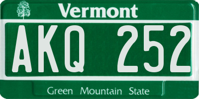VT license plate AKQ252