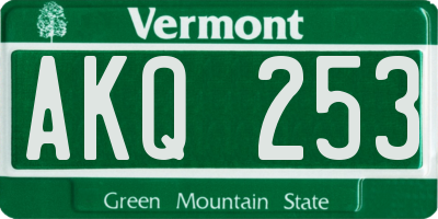 VT license plate AKQ253