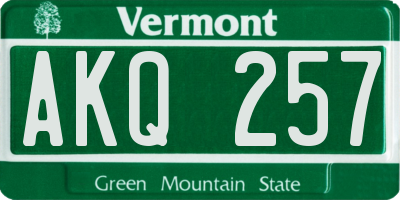 VT license plate AKQ257