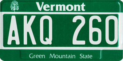 VT license plate AKQ260