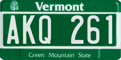 VT license plate AKQ261