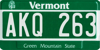 VT license plate AKQ263