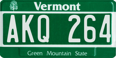 VT license plate AKQ264