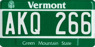 VT license plate AKQ266