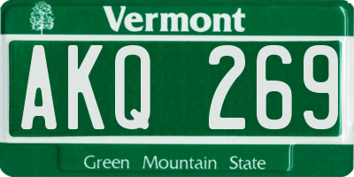 VT license plate AKQ269
