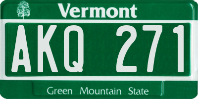 VT license plate AKQ271