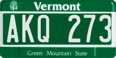 VT license plate AKQ273