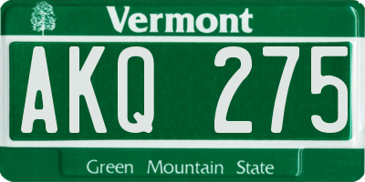 VT license plate AKQ275