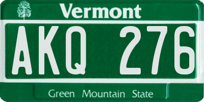 VT license plate AKQ276