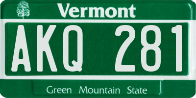 VT license plate AKQ281