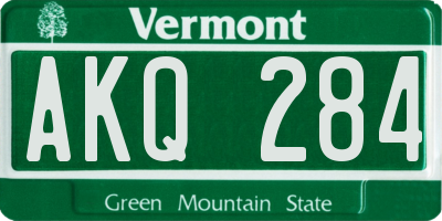 VT license plate AKQ284