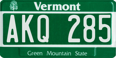 VT license plate AKQ285