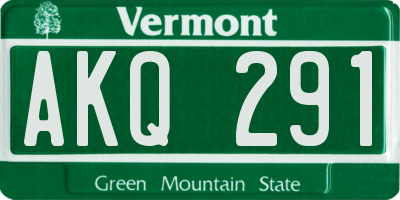 VT license plate AKQ291