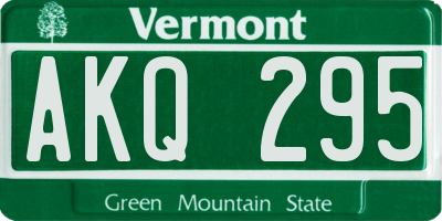VT license plate AKQ295