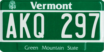 VT license plate AKQ297