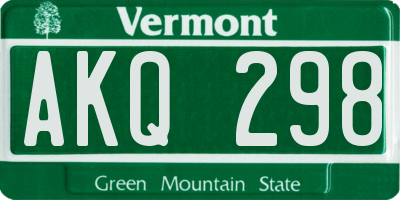 VT license plate AKQ298