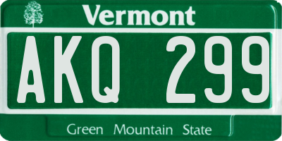VT license plate AKQ299