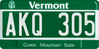 VT license plate AKQ305