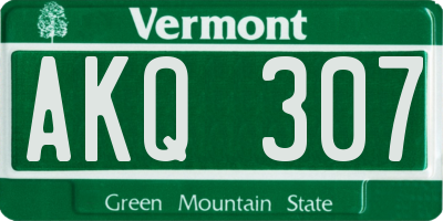 VT license plate AKQ307
