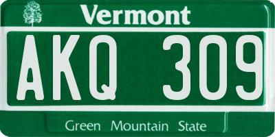 VT license plate AKQ309