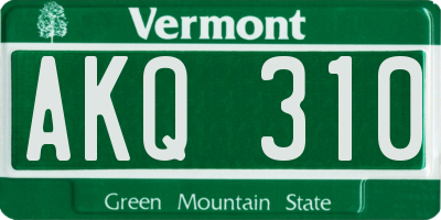 VT license plate AKQ310