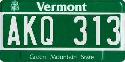 VT license plate AKQ313