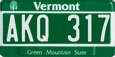 VT license plate AKQ317