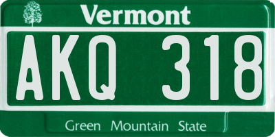VT license plate AKQ318