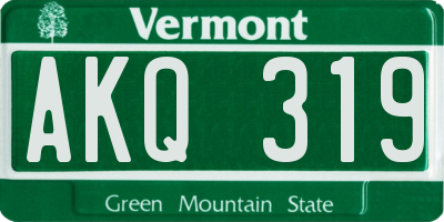 VT license plate AKQ319