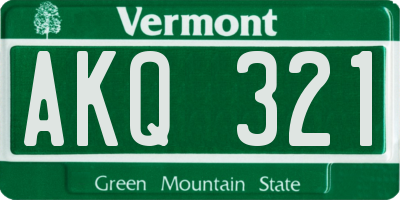VT license plate AKQ321
