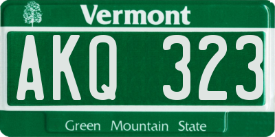 VT license plate AKQ323