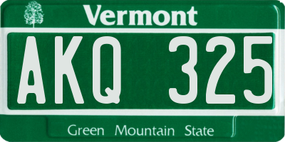 VT license plate AKQ325