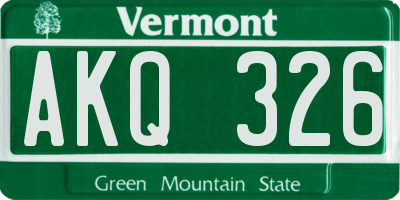 VT license plate AKQ326