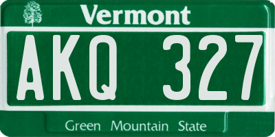 VT license plate AKQ327
