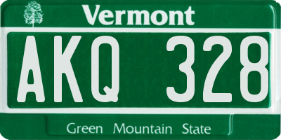 VT license plate AKQ328