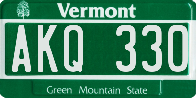 VT license plate AKQ330