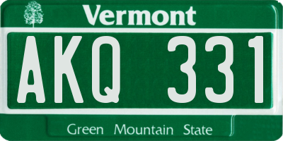 VT license plate AKQ331