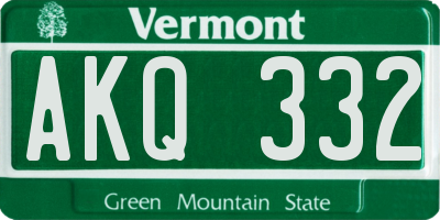 VT license plate AKQ332
