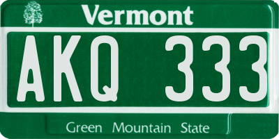 VT license plate AKQ333
