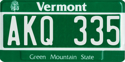 VT license plate AKQ335
