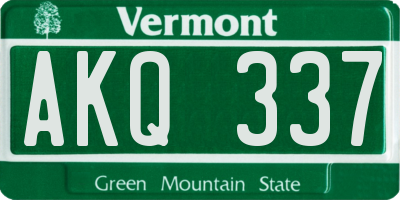 VT license plate AKQ337