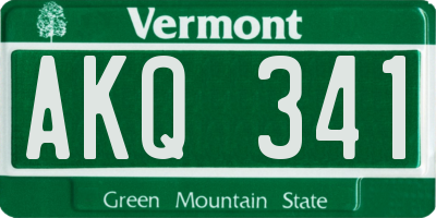 VT license plate AKQ341