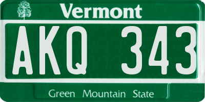 VT license plate AKQ343