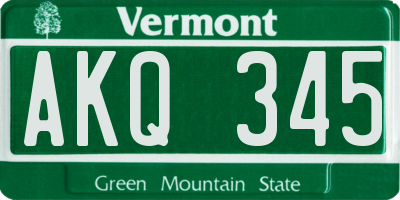 VT license plate AKQ345